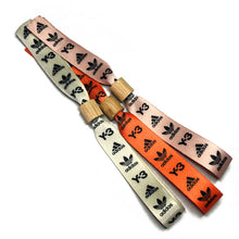 Festival wristbands made from polyester and recycled PET, featuring a full-color print and locking accessories.
