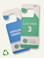 Samples of colourful Micron Polypropylene Door Hangers for event parking